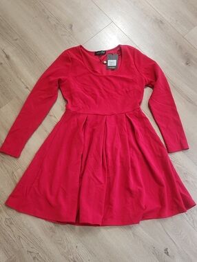 NWT White Mark Red Scoop Neck Fit-and-Flare Dress